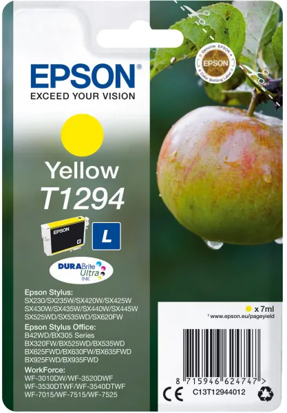 Epson T1294 C13T12944012 Gelbe Tintenpatrone, 545 Seiten