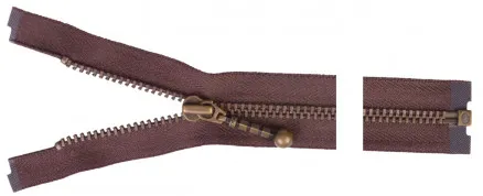 YKK Teilbarer Reißverschluss Antik Messing 20cm 4mm Braun