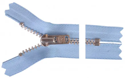 YKK Reißverschluss Aluminium 6cm 4mm Hellblau