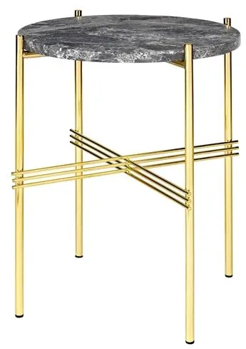 GUBI TS Beistelltisch Rund Ø40 Messing/Grau Emperador Marmor